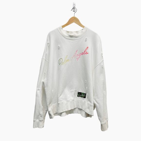 PALM ANGELS Miami Logo Sweatshirt in White Size XXL - Picture 4 of 14